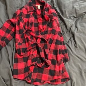 Nina Capri Red and Black Plaid Long Sleeve Dress